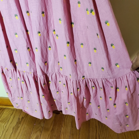 FARM RIO Embroidered Pineapples Midi Dress In Pink Size Xs - Picture 9 of 15